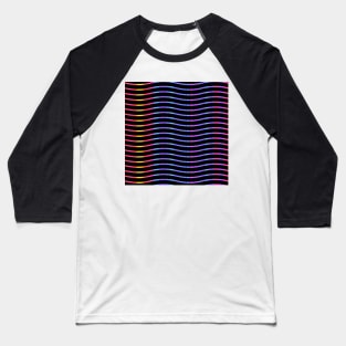 Wavy Lines Rainbow on Black Baseball T-Shirt